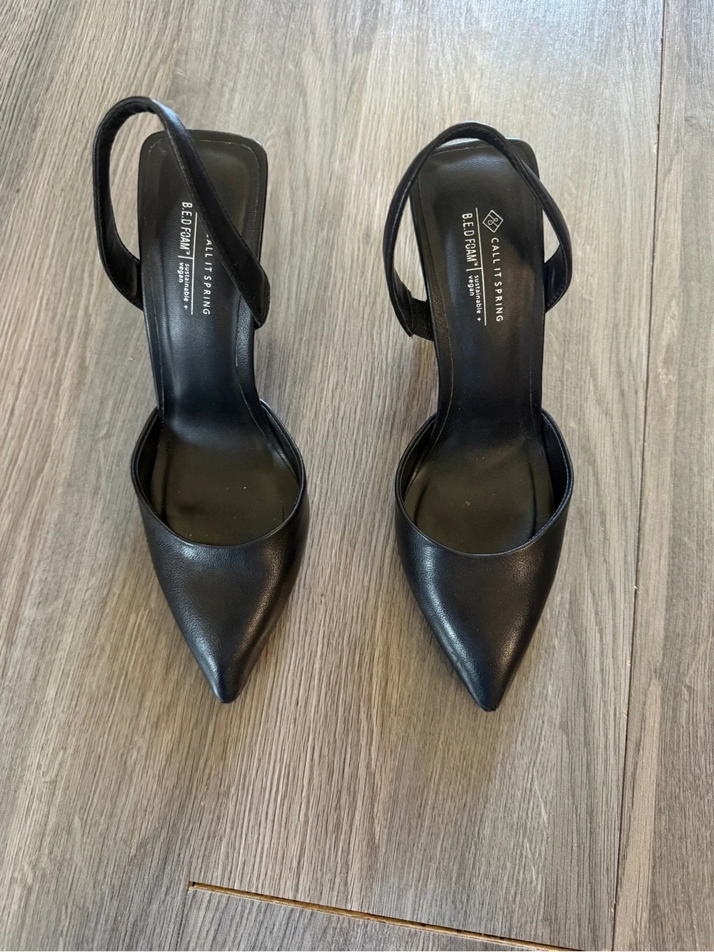 Call It Spring Black Pointed-Toe Slingback Heels - Picture 2 of 4